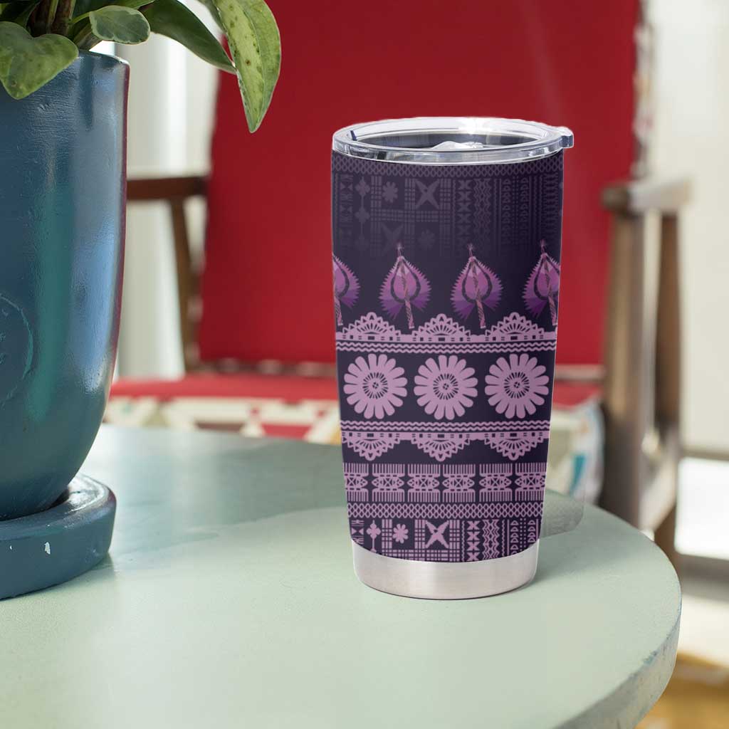 Bula Fiji Iri ni Meke Tumbler Cup Lokaloka Fijian Masi LT14 - Polynesian Pride