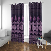 Bula Fiji Iri ni Meke Window Curtain Lokaloka Fijian Masi LT14 With Grommets Purple - Polynesian Pride