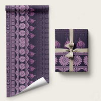 Bula Fiji Iri ni Meke Wrapping Paper Lokaloka Fijian Masi LT14 58" × 23" Purple - Polynesian Pride