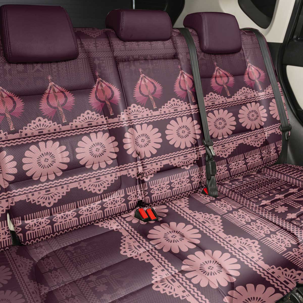 Bula Fiji Iri ni Meke Back Car Seat Cover Piqi Fijian Masi LT14 - Polynesian Pride
