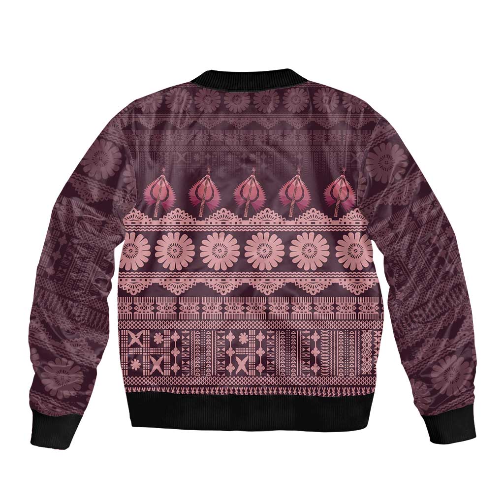 Bula Fiji Iri ni Meke Bomber Jacket Piqi Fijian Masi - Polynesian Pride