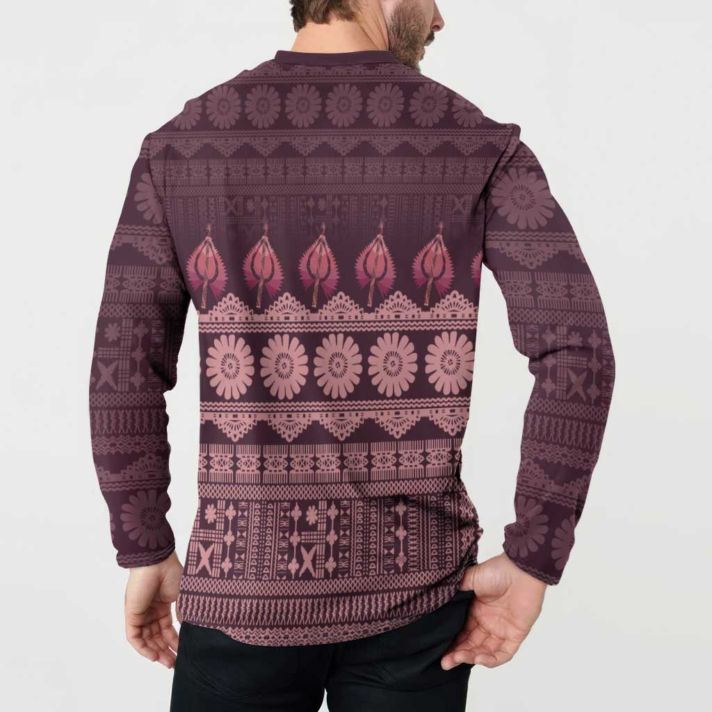 Bula Fiji Iri ni Meke Button Sweatshirt Piqi Fijian Masi - Polynesian Pride