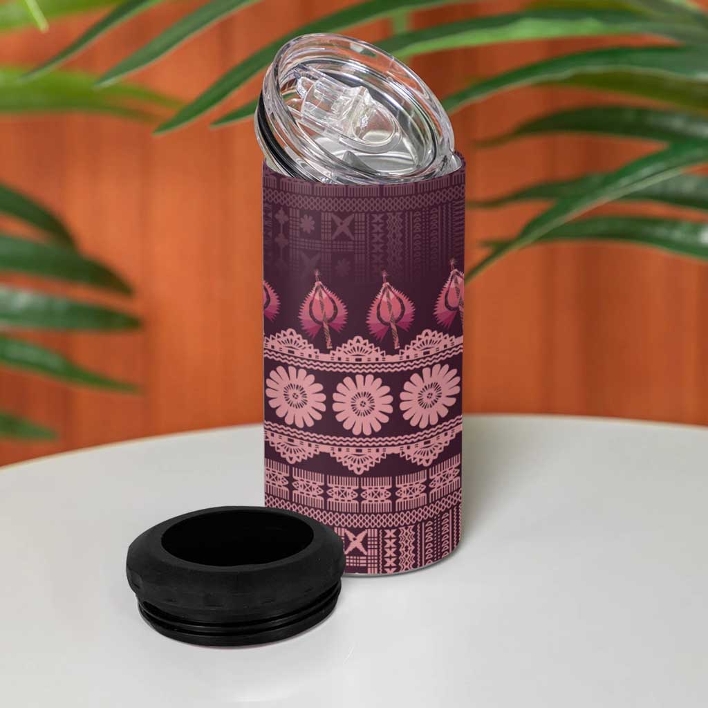 Bula Fiji Iri ni Meke 4 in 1 Can Cooler Tumbler Piqi Fijian Masi LT14 - Polynesian Pride