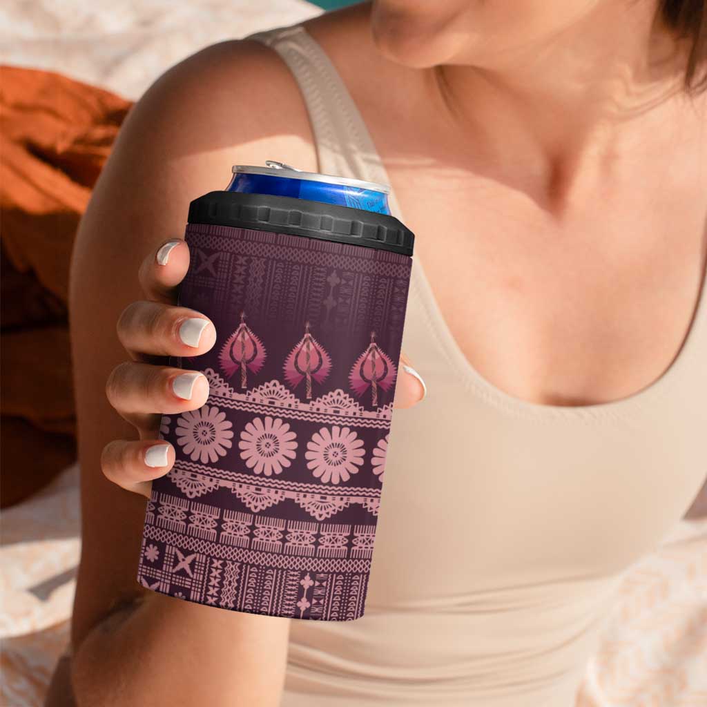Bula Fiji Iri ni Meke 4 in 1 Can Cooler Tumbler Piqi Fijian Masi LT14 - Polynesian Pride