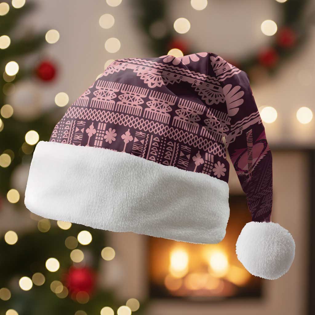 Bula Fiji Iri ni Meke Christmas Santa Hat Piqi Fijian Masi - Polynesian Pride