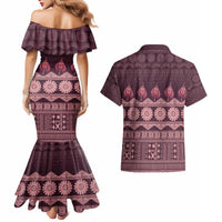 Bula Fiji Iri ni Meke Couples Matching Mermaid Dress and Hawaiian Shirt Piqi Fijian Masi LT14 - Polynesian Pride
