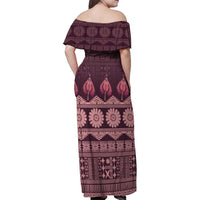 Bula Fiji Iri ni Meke Family Matching Off Shoulder Maxi Dress and Hawaiian Shirt Piqi Fijian Masi LT14 - Polynesian Pride
