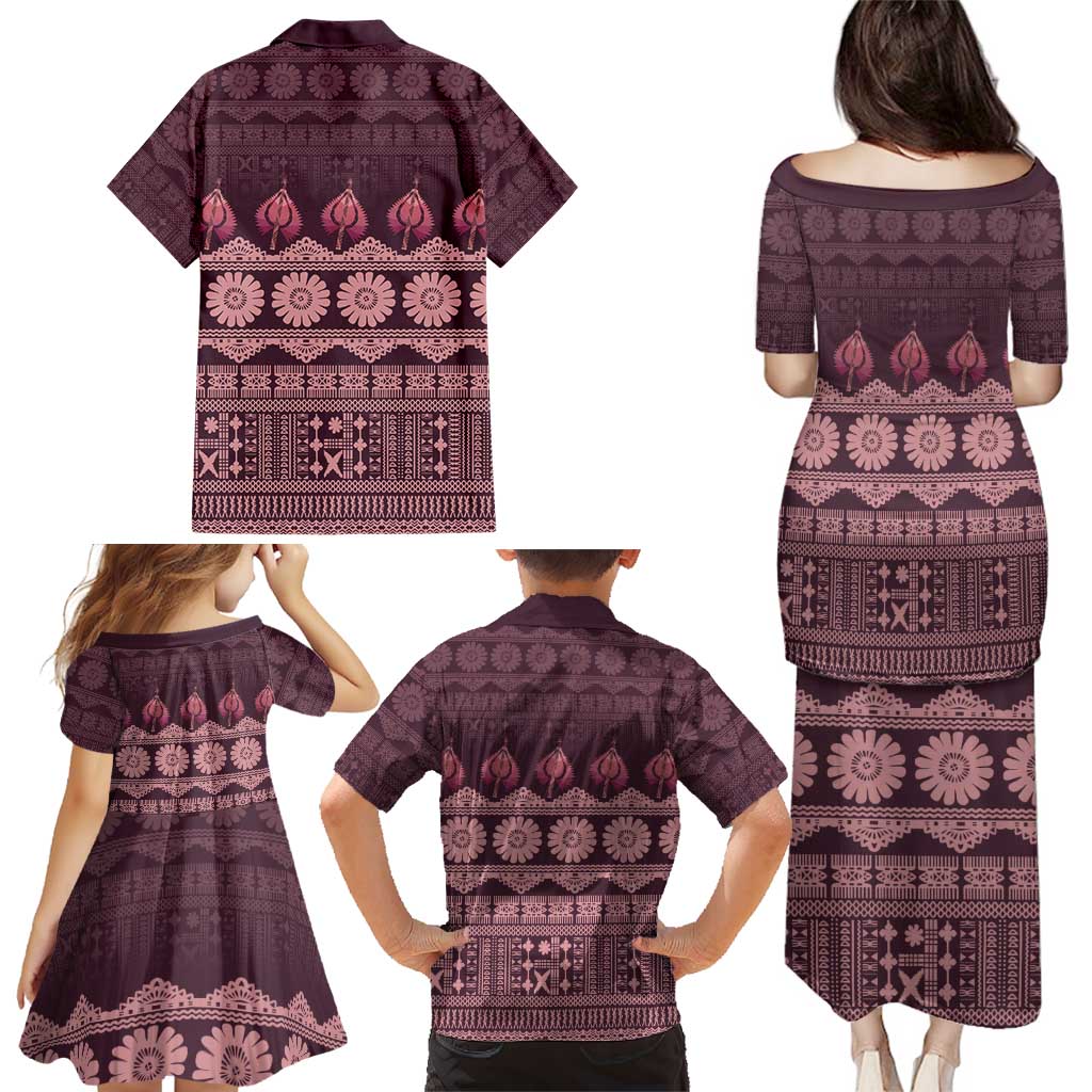 Bula Fiji Iri ni Meke Family Matching Puletasi and Hawaiian Shirt Piqi Fijian Masi LT14 - Polynesian Pride