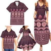 Bula Fiji Iri ni Meke Family Matching Summer Maxi Dress and Hawaiian Shirt Piqi Fijian Masi LT14 - Polynesian Pride