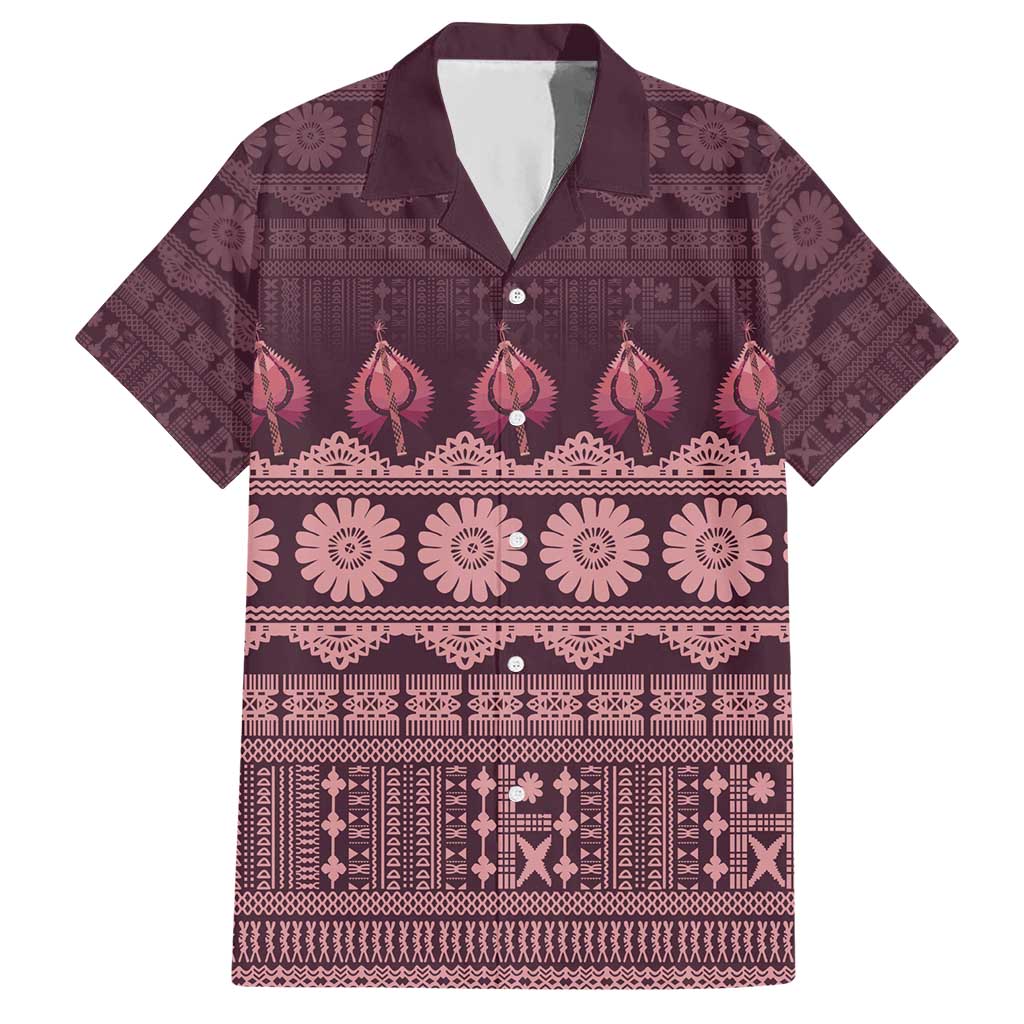 Bula Fiji Iri ni Meke Hawaiian Shirt Piqi Fijian Masi LT14 Pink - Polynesian Pride