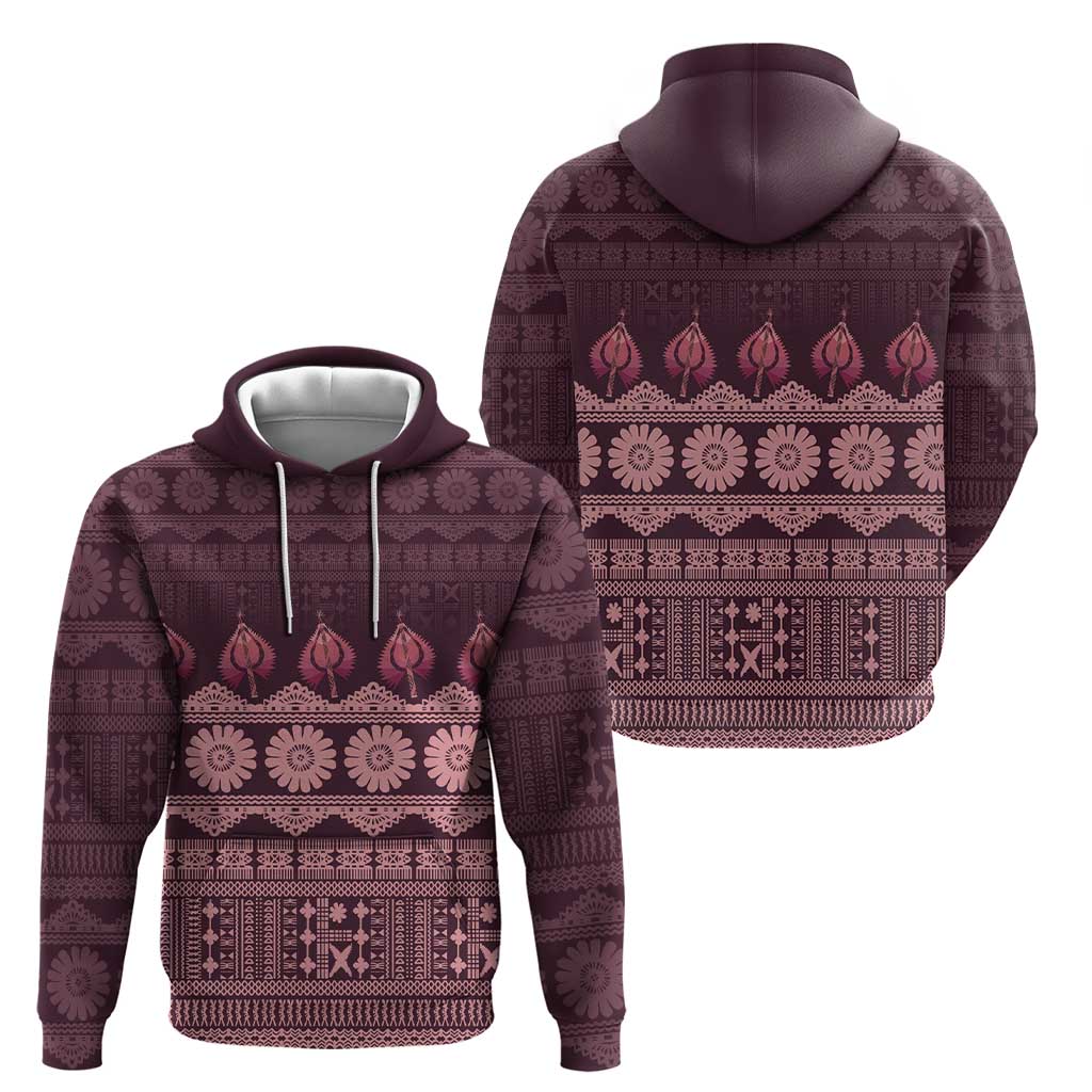 Bula Fiji Iri ni Meke Hoodie Piqi Fijian Masi LT14 - Polynesian Pride