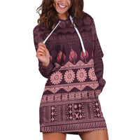 Bula Fiji Iri ni Meke Hoodie Dress Piqi Fijian Masi LT14 Pink - Polynesian Pride
