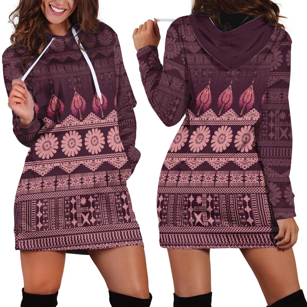 Bula Fiji Iri ni Meke Hoodie Dress Piqi Fijian Masi LT14 - Polynesian Pride