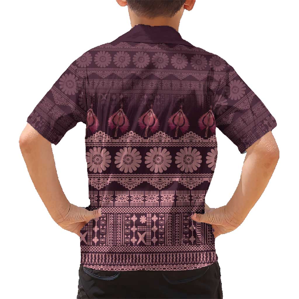 Bula Fiji Iri ni Meke Kid Hawaiian Shirt Piqi Fijian Masi LT14 - Polynesian Pride