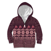 Bula Fiji Iri ni Meke Kid Hoodie Piqi Fijian Masi LT14 Zip Hoodie Pink - Polynesian Pride