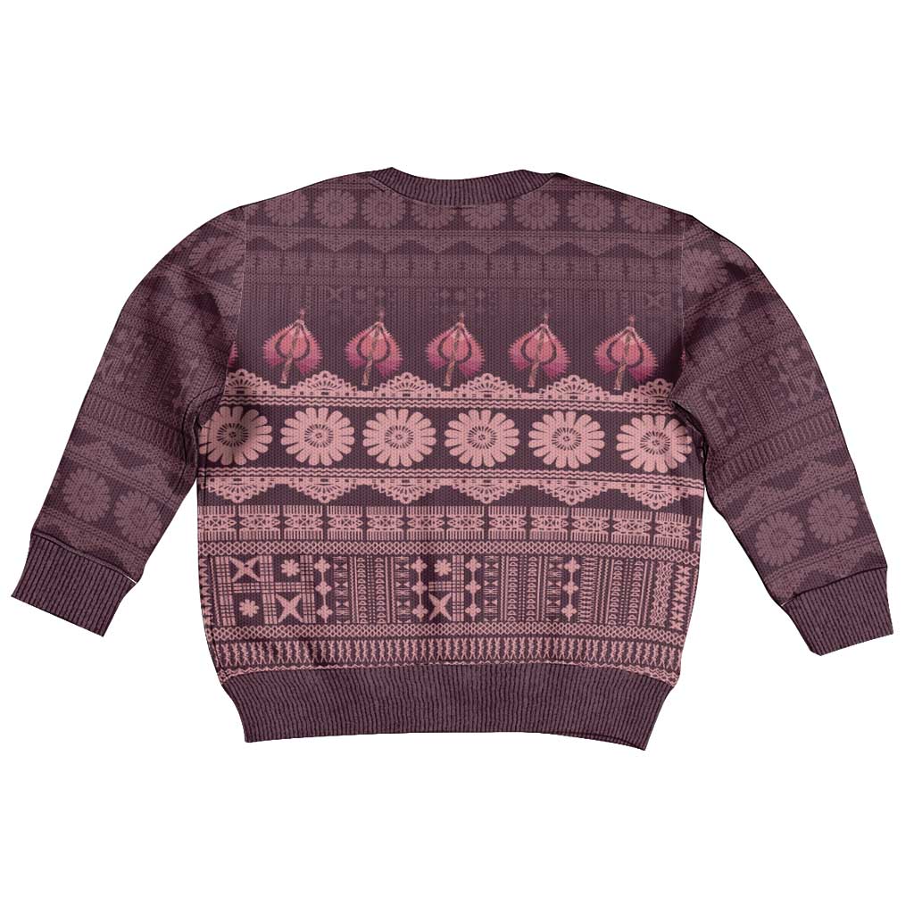 Bula Fiji Iri ni Meke Kid Ugly Christmas Sweater Piqi Fijian Masi LT14 - Polynesian Pride