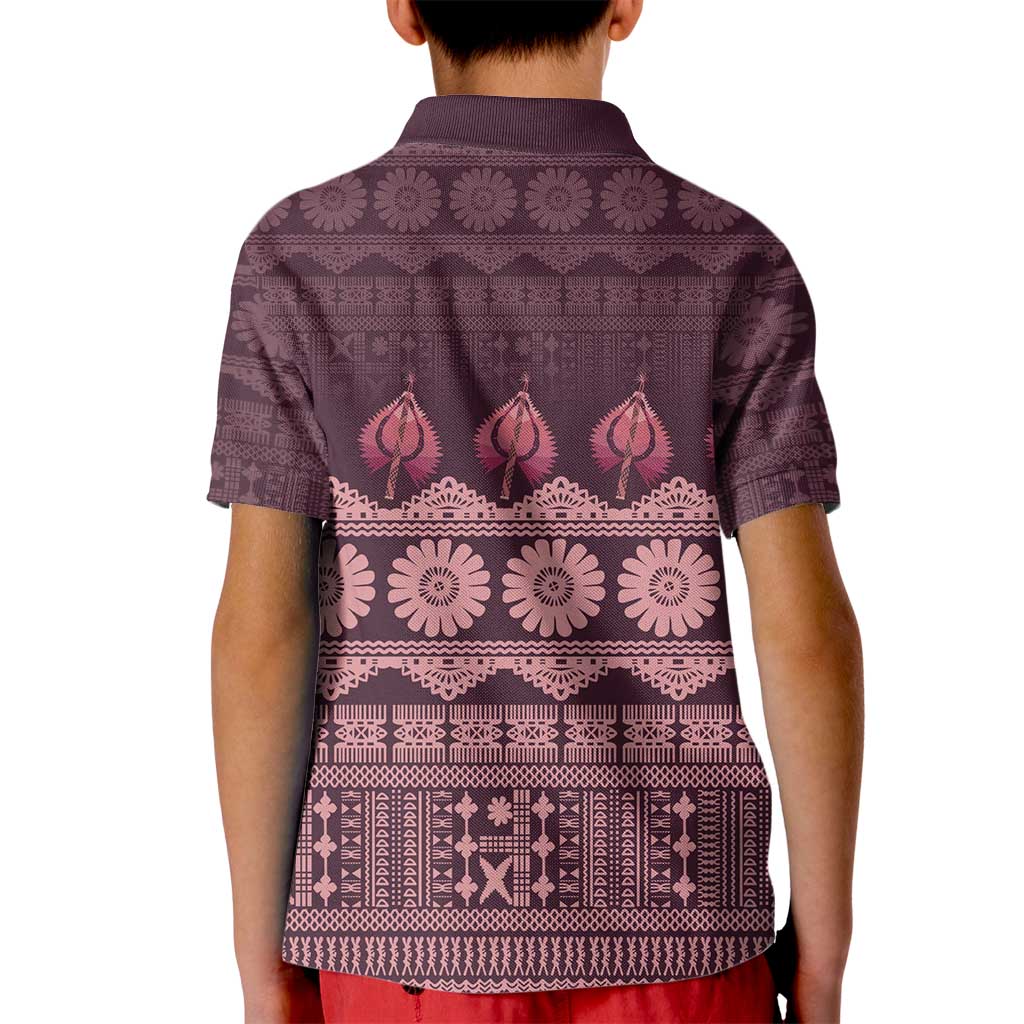 Bula Fiji Iri ni Meke Kid Polo Shirt Piqi Fijian Masi LT14 - Polynesian Pride