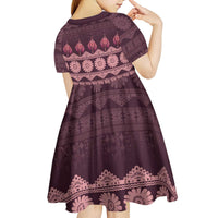 Bula Fiji Iri ni Meke Kid Short Sleeve Dress Piqi Fijian Masi LT14 - Polynesian Pride