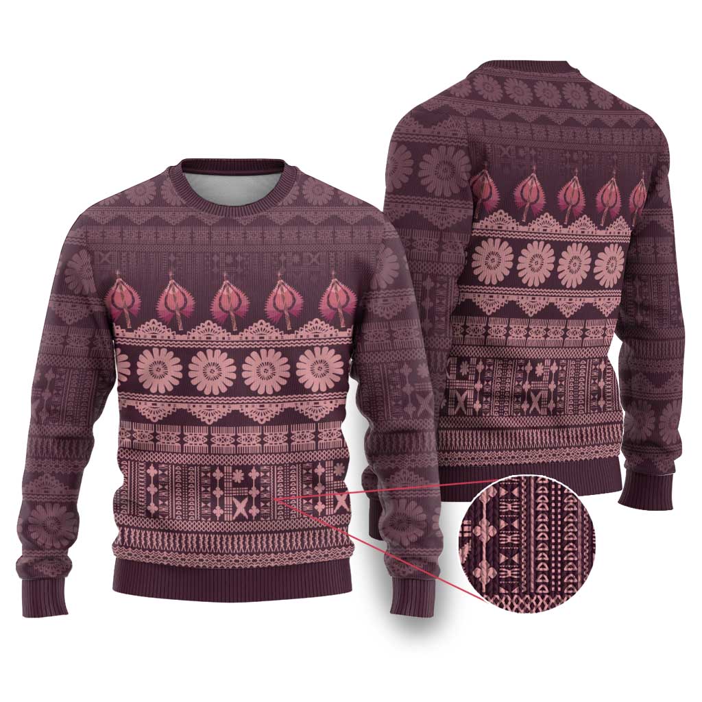 Bula Fiji Iri ni Meke Ugly Christmas Sweater Piqi Fijian Masi - Polynesian Pride