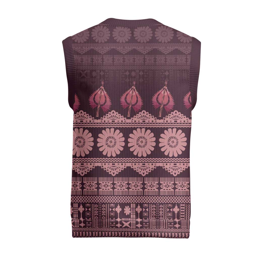 Bula Fiji Iri ni Meke Christmas Knitted V-Neck Vest Piqi Fijian Masi LT14 - Polynesian Pride