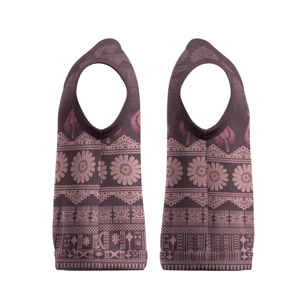 Bula Fiji Iri ni Meke Christmas Knitted V-Neck Vest Piqi Fijian Masi LT14 - Polynesian Pride