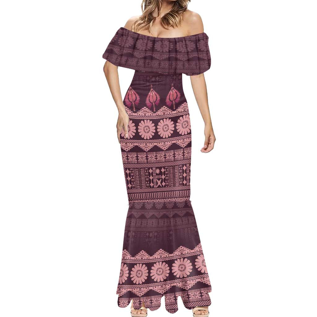 Bula Fiji Iri ni Meke Mermaid Dress Piqi Fijian Masi LT14 - Polynesian Pride