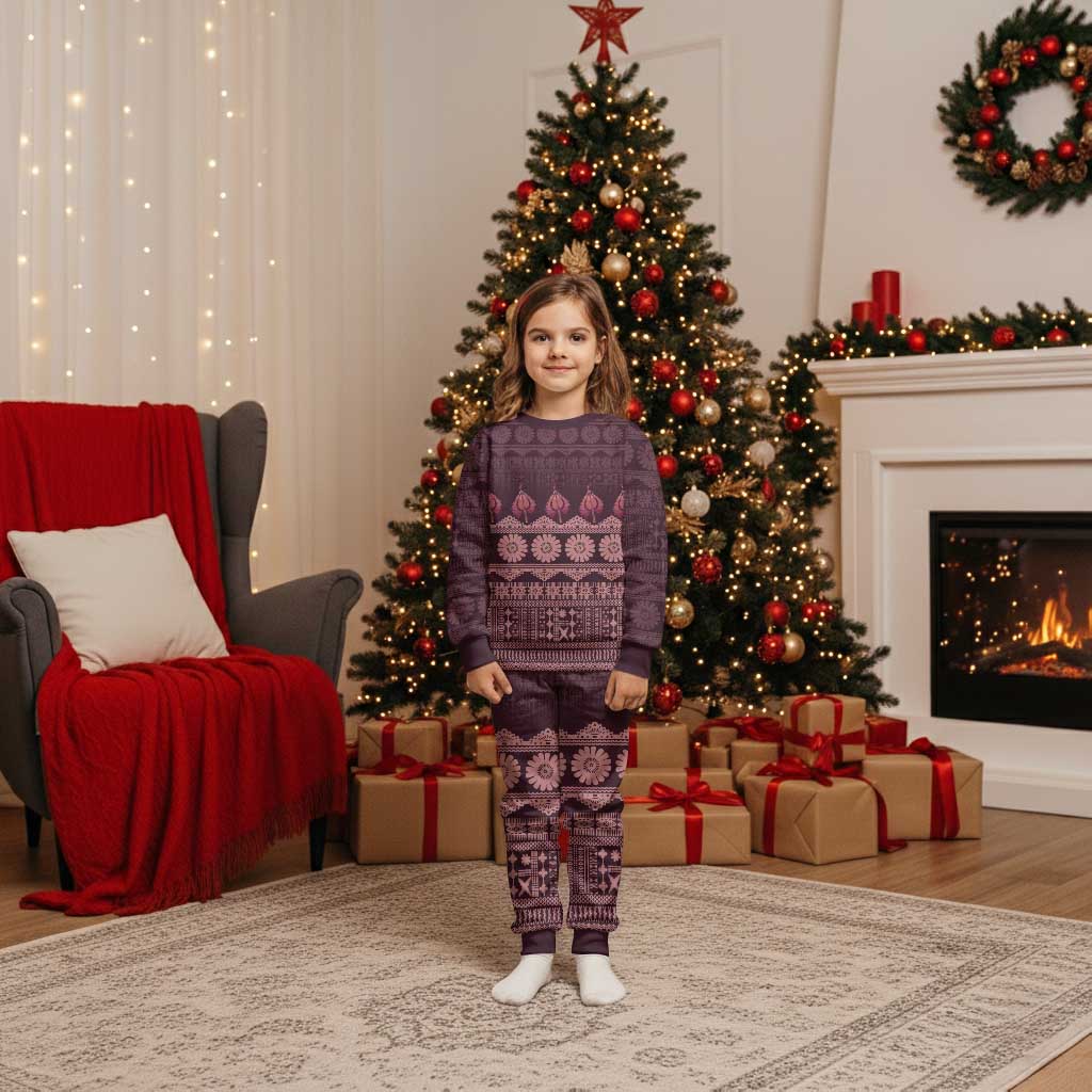 Bula Fiji Iri ni Meke Christmas Pajama Set Piqi Fijian Masi - Polynesian Pride