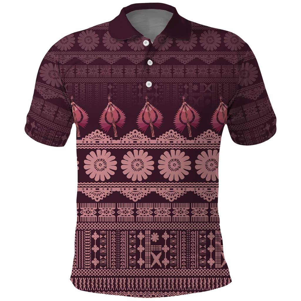 Bula Fiji Iri ni Meke Polo Shirt Piqi Fijian Masi - Polynesian Pride