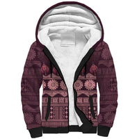 Bula Fiji Iri ni Meke Sherpa Hoodie Piqi Fijian Masi LT14 Unisex Pink - Polynesian Pride