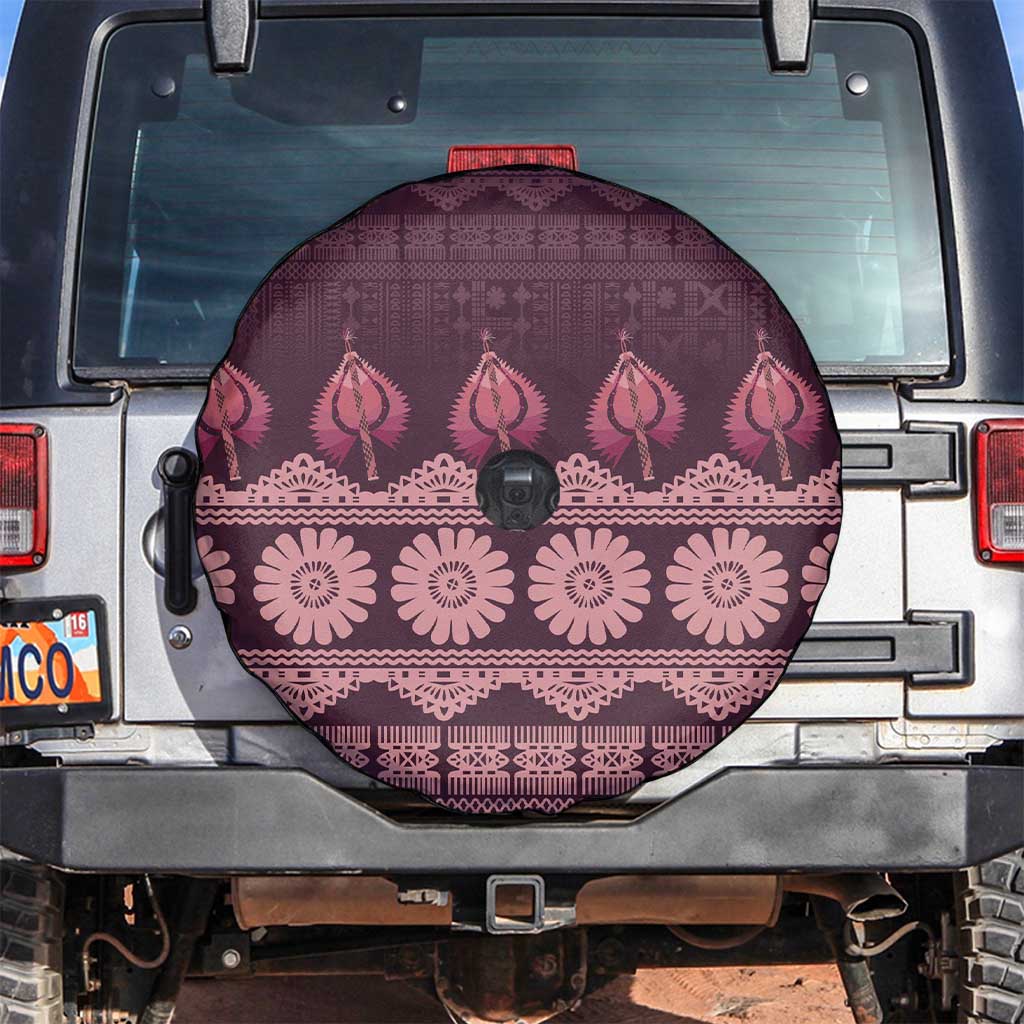 Bula Fiji Iri ni Meke Spare Tire Cover Piqi Fijian Masi LT14 Pink - Polynesian Pride