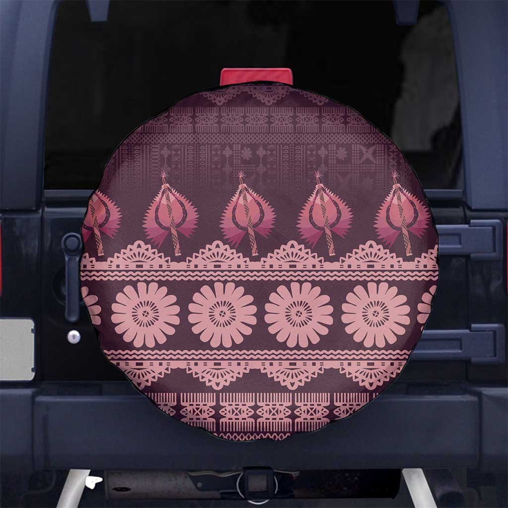 Bula Fiji Iri ni Meke Spare Tire Cover Piqi Fijian Masi LT14 No hole Pink - Polynesian Pride