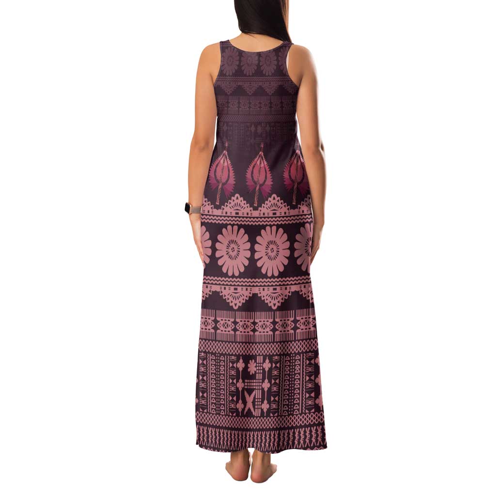 Bula Fiji Iri ni Meke Tank Maxi Dress Piqi Fijian Masi LT14 - Polynesian Pride