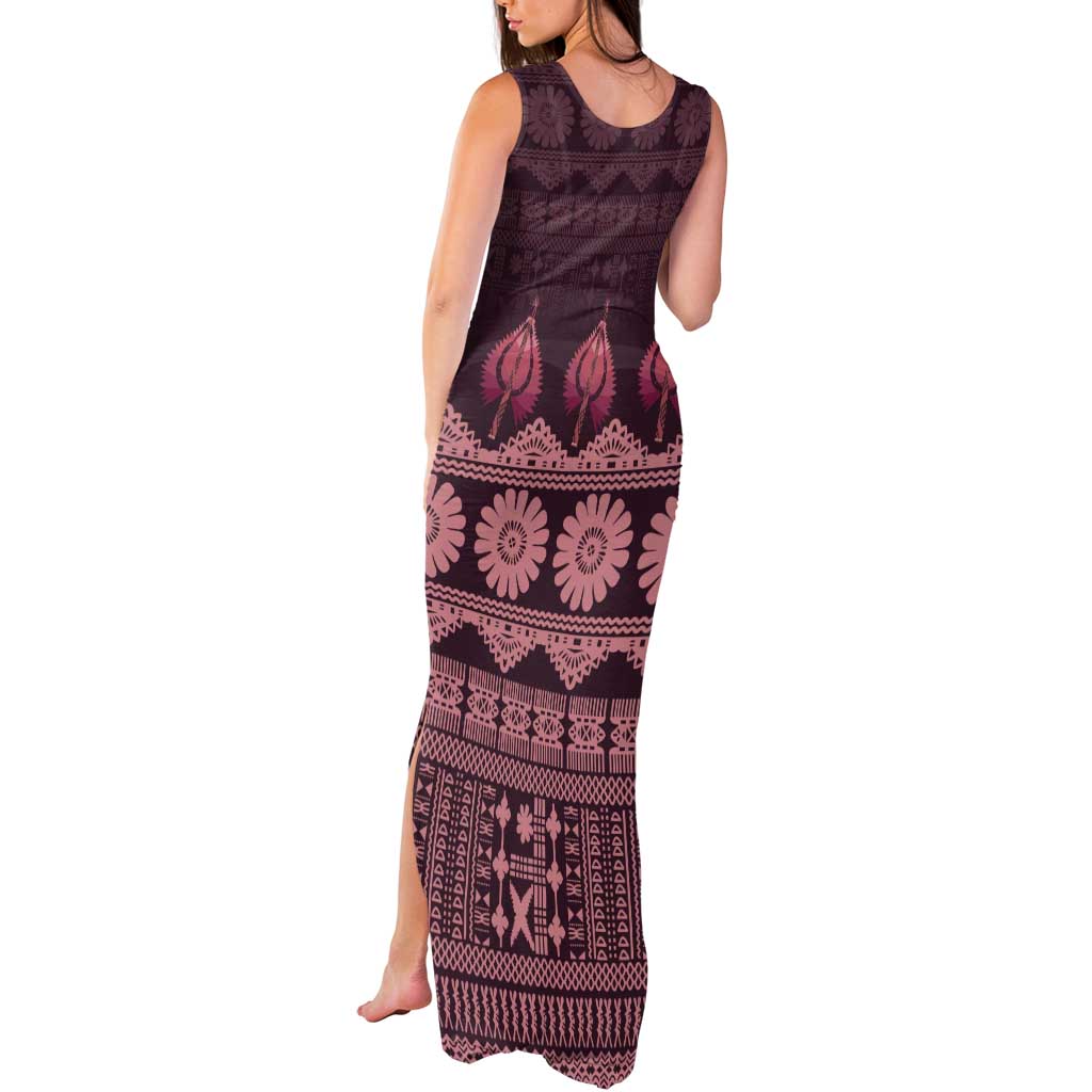 Bula Fiji Iri ni Meke Tank Maxi Dress Piqi Fijian Masi LT14 - Polynesian Pride
