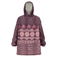 Bula Fiji Iri ni Meke Wearable Blanket Hoodie Piqi Fijian Masi LT14 One Size Pink - Polynesian Pride