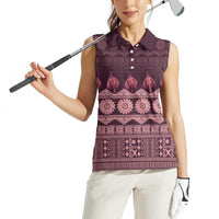 Bula Fiji Iri ni Meke Women Sleeveless Polo Shirt Piqi Fijian Masi LT14 - Polynesian Pride