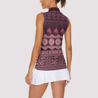 Bula Fiji Iri ni Meke Women Sleeveless Polo Shirt Piqi Fijian Masi LT14 - Polynesian Pride