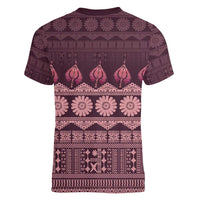 Bula Fiji Iri ni Meke Women V-Neck T-Shirt Piqi Fijian Masi LT14 - Polynesian Pride