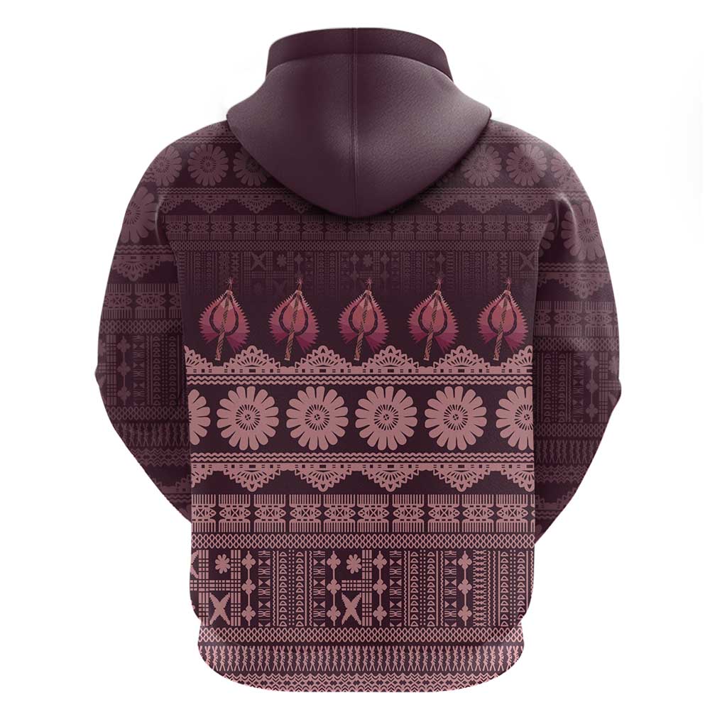 Bula Fiji Iri ni Meke Zip Hoodie Piqi Fijian Masi LT14 - Polynesian Pride