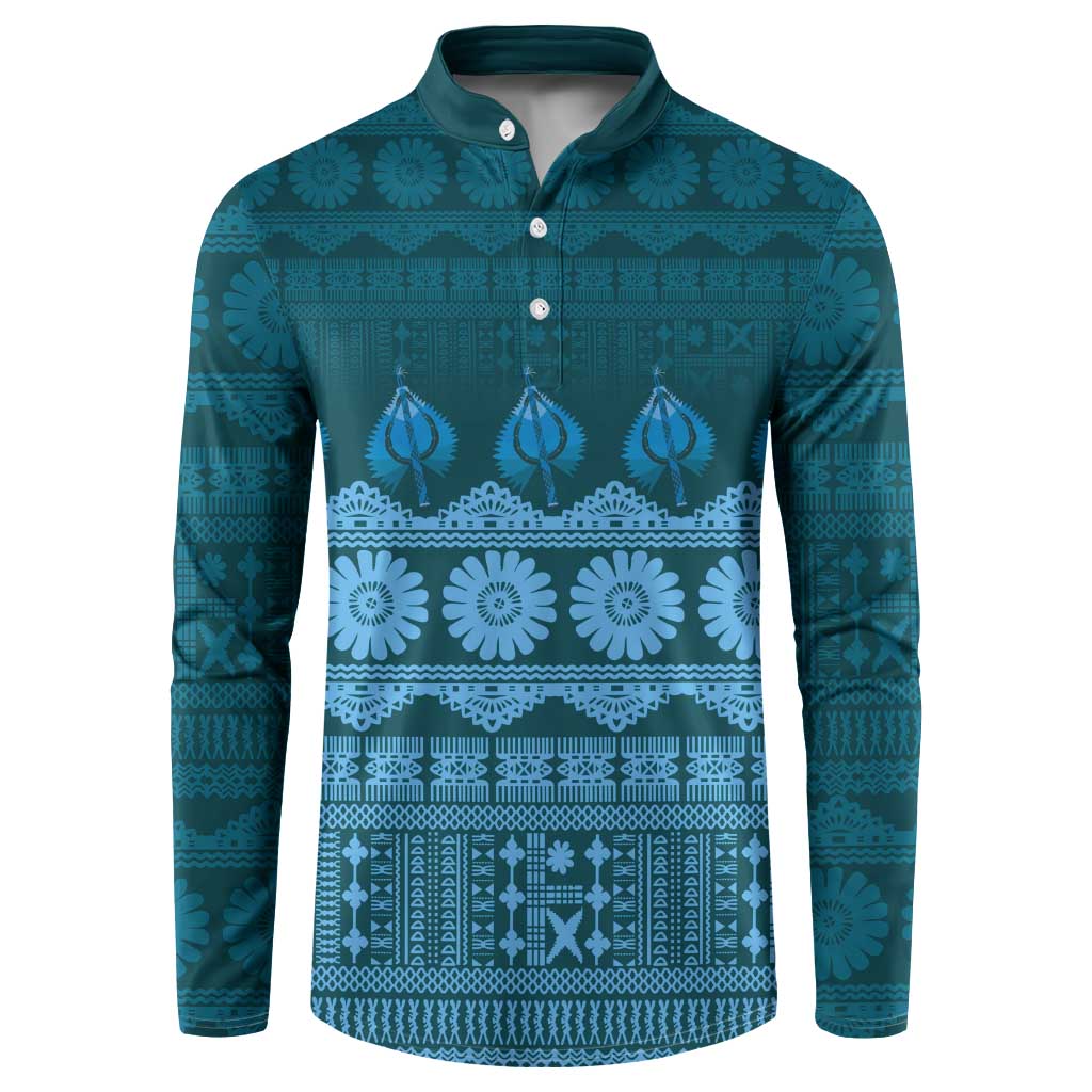 Bula Fiji Iri ni Meke Button Sweatshirt Karakarawa Fijian Masi - Polynesian Pride