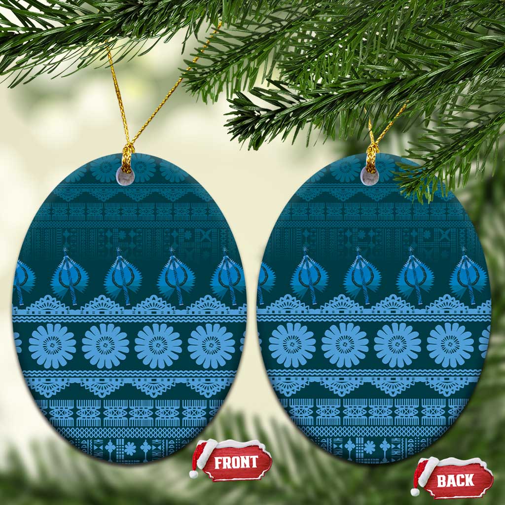 Bula Fiji Iri ni Meke Ceramic Ornament Karakarawa Fijian Masi - Polynesian Pride