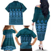 Bula Fiji Iri ni Meke Family Matching Off The Shoulder Long Sleeve Dress and Hawaiian Shirt Karakarawa Fijian Masi LT14 - Polynesian Pride