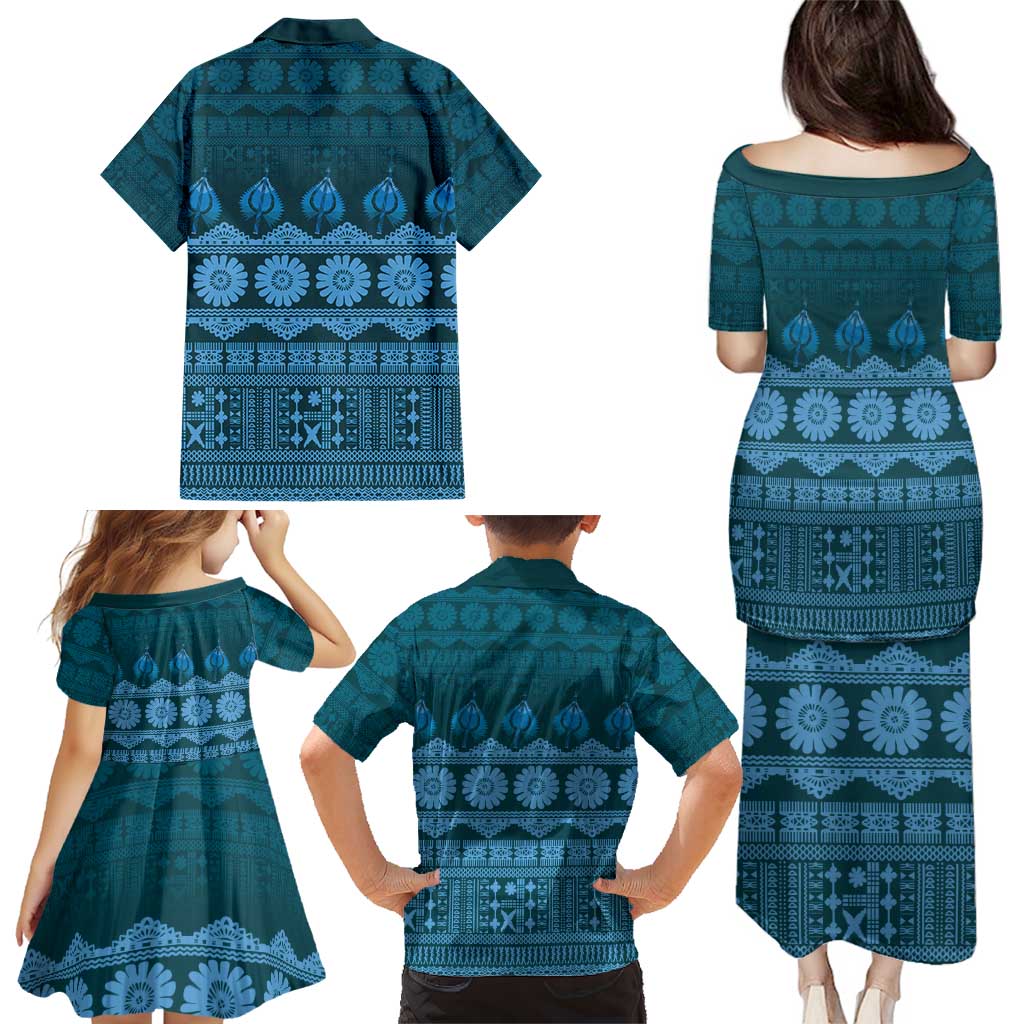 Bula Fiji Iri ni Meke Family Matching Puletasi and Hawaiian Shirt Karakarawa Fijian Masi LT14 - Polynesian Pride