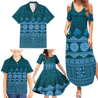 Bula Fiji Iri ni Meke Family Matching Summer Maxi Dress and Hawaiian Shirt Karakarawa Fijian Masi LT14 - Polynesian Pride