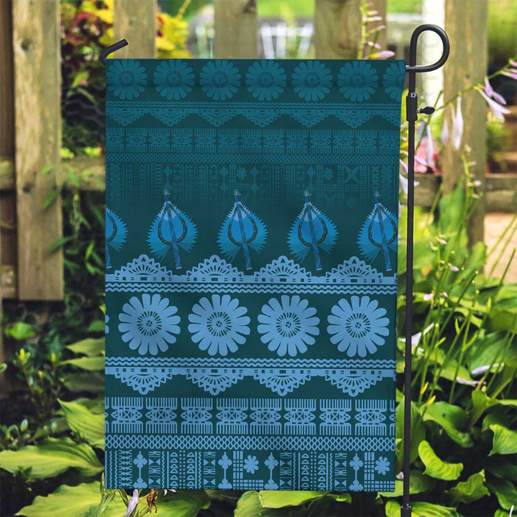 Bula Fiji Iri ni Meke Garden Flag Karakarawa Fijian Masi LT14 Garden Flag Blue - Polynesian Pride