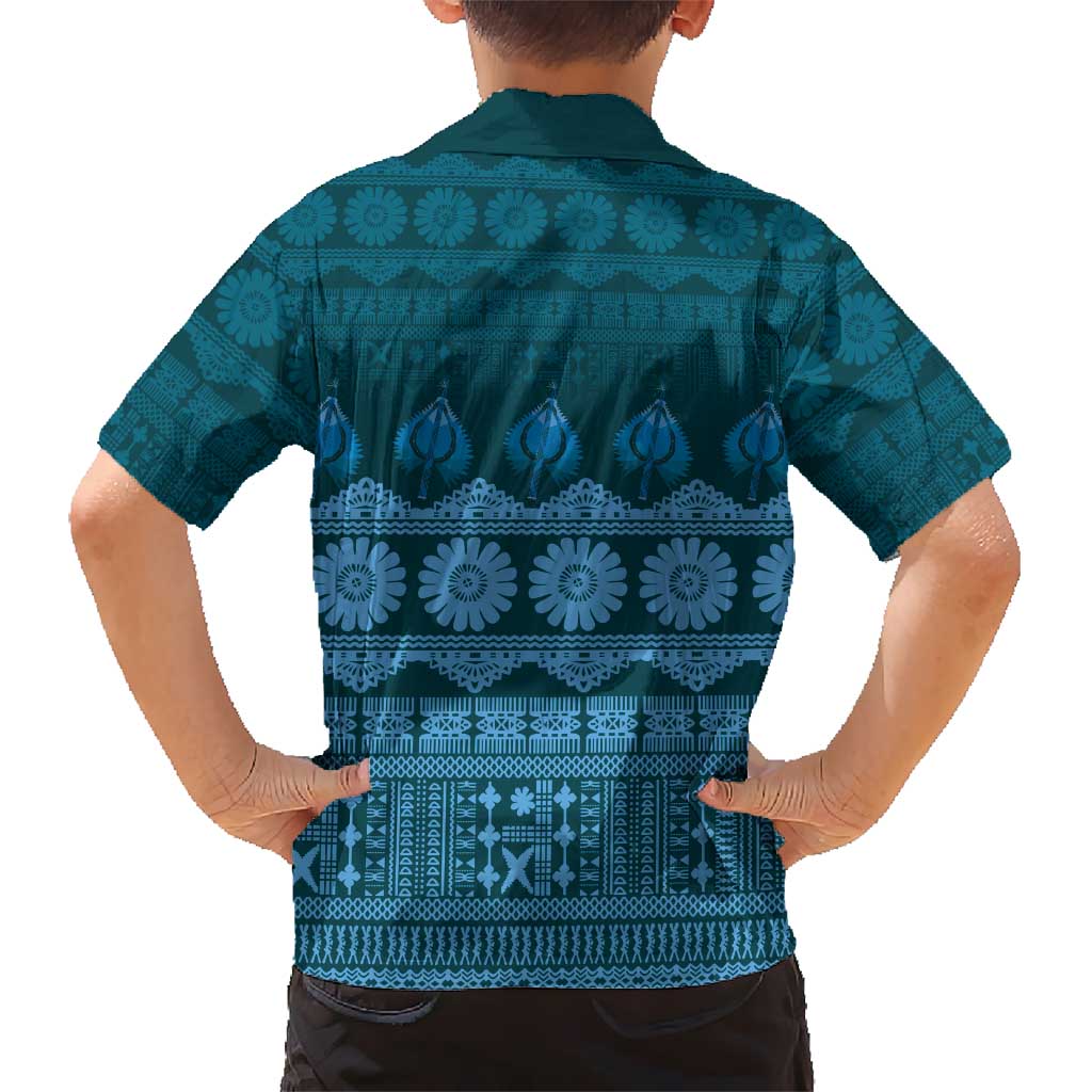 Bula Fiji Iri ni Meke Kid Hawaiian Shirt Karakarawa Fijian Masi LT14 - Polynesian Pride