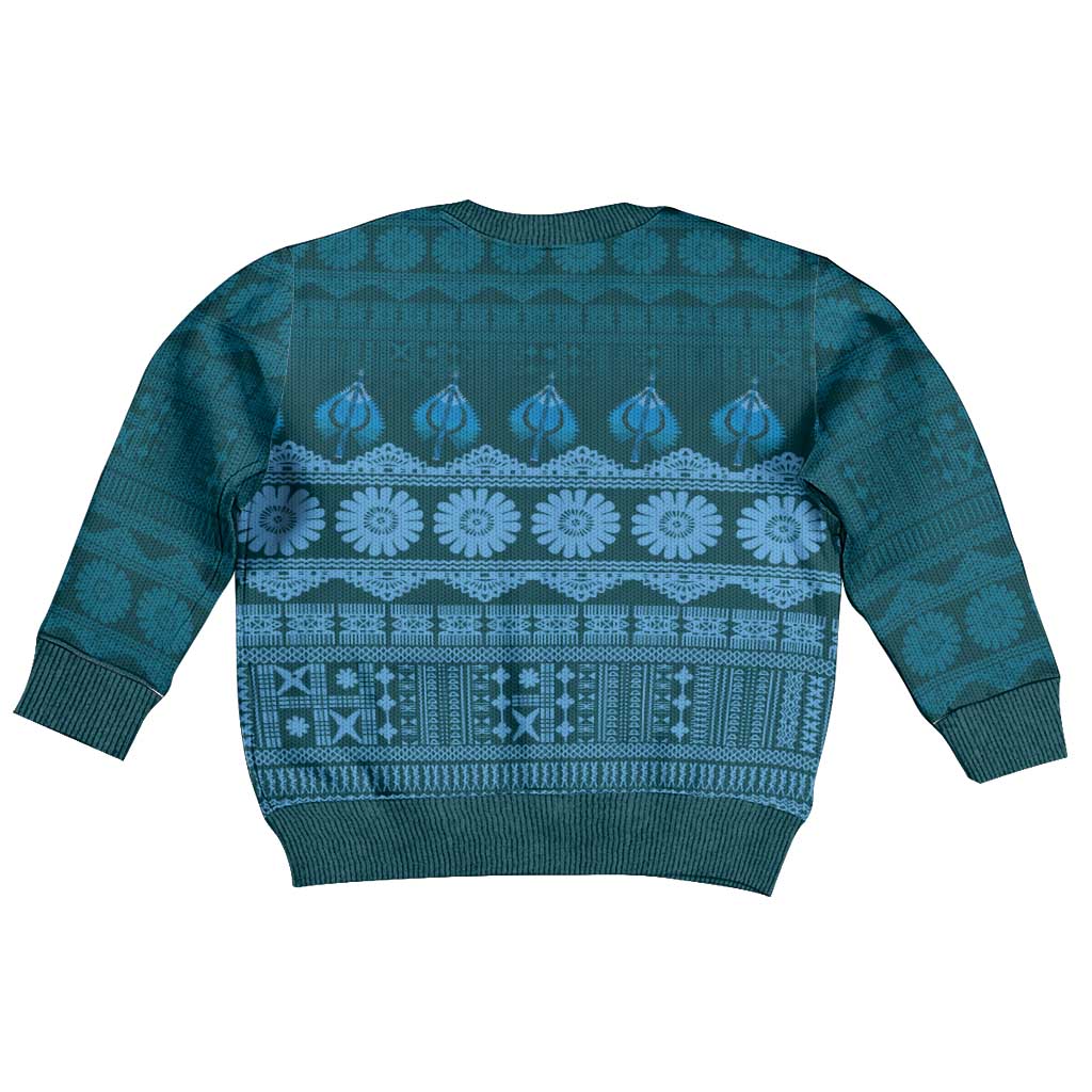 Bula Fiji Iri ni Meke Kid Ugly Christmas Sweater Karakarawa Fijian Masi LT14 - Polynesian Pride