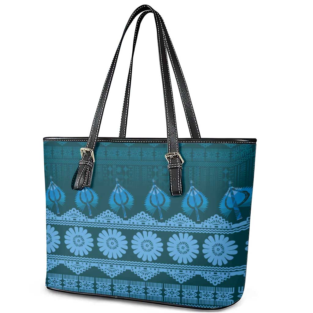 Bula Fiji Iri ni Meke Leather Tote Bag Karakarawa Fijian Masi LT14 - Polynesian Pride