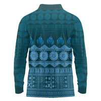 Bula Fiji Iri ni Meke Long Sleeve Polo Shirt Karakarawa Fijian Masi LT14 - Polynesian Pride