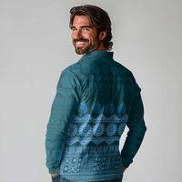 Bula Fiji Iri ni Meke Long Sleeve Polo Shirt Karakarawa Fijian Masi LT14 - Polynesian Pride