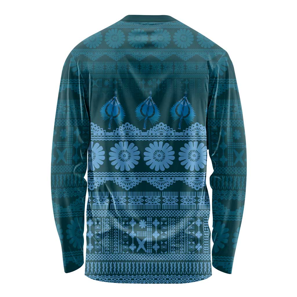 Bula Fiji Iri ni Meke Long Sleeve Shirt Karakarawa Fijian Masi LT14 - Polynesian Pride